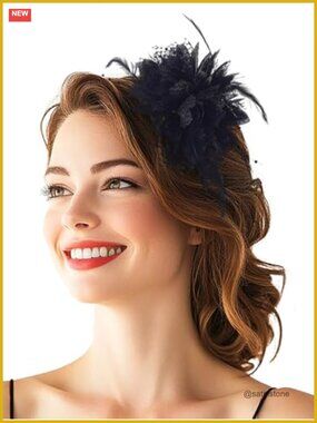 Flower Feather Fascinator Headband Vintage Tea Party Church Hair Accessory